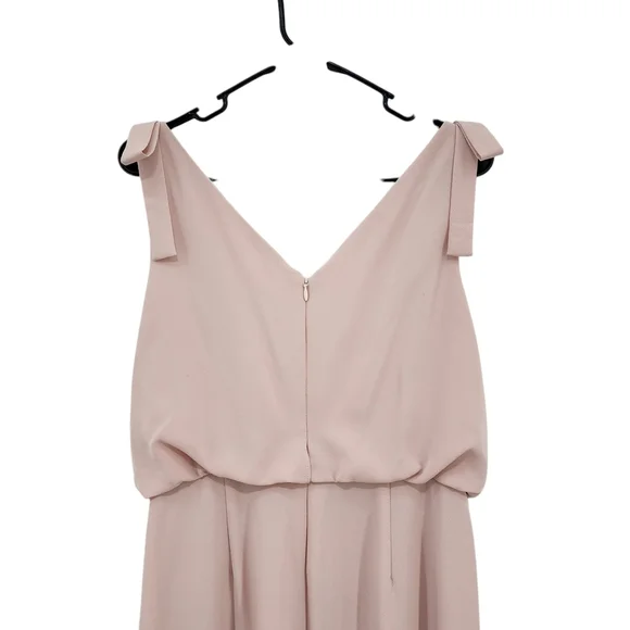 Adrianna Papell Women's Blush Ribbon Shoulder Cowl Neck Formal Maxi Dress Sz 10 - Picture 8 of 12